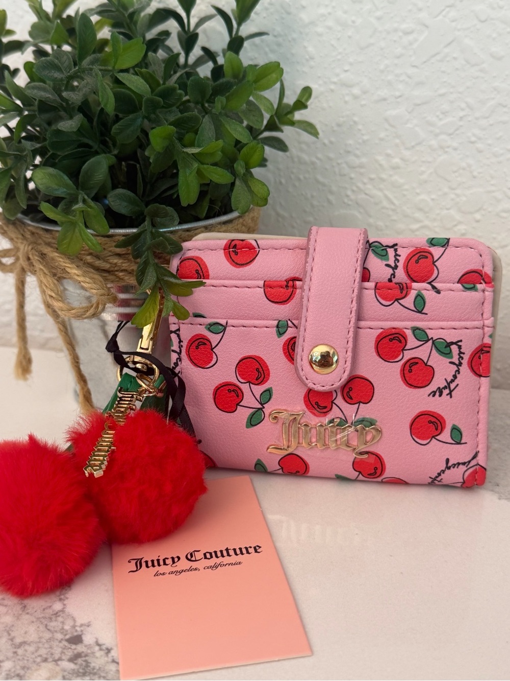 Juicy Couture Pink Cherry Card Holder Wallet